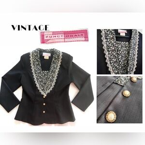 ✨Vintage✨ Functionals Button Blazer with Flower and Crochet Detailing Size 10